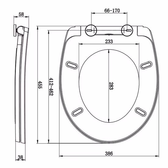 Удлиненное сиденье для унитаза Литое сиденье для унитаза с бесшумно закрывающимися и быстроразъемными петлями, легко устанавливается и легко чистится от Aobo